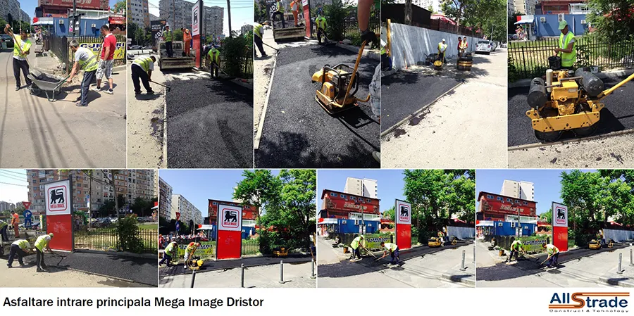 Asfaltare intrare principala Mega Image Dristor